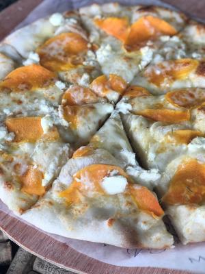 Wood Fire Pizza Sweet Potatoes and Goat Cheese
